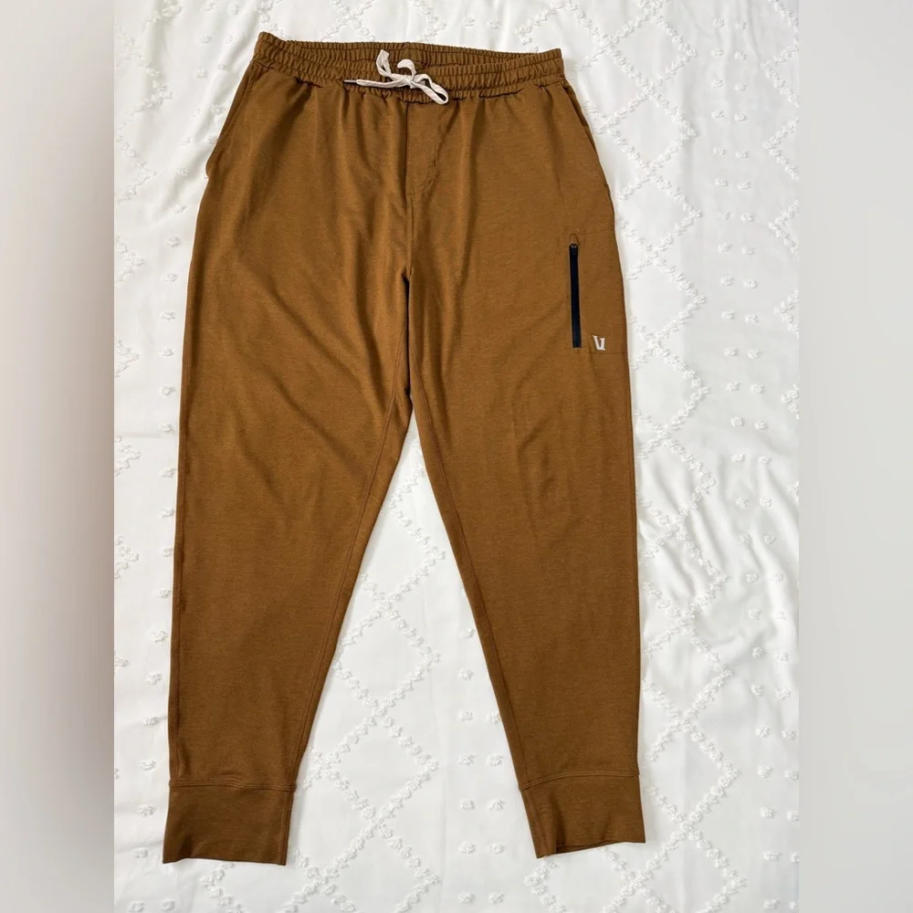 Vuori Men’s Sunday Performance Joggers – Warm Gold / Pecan Heather – Size XL - Picture 3 of 9